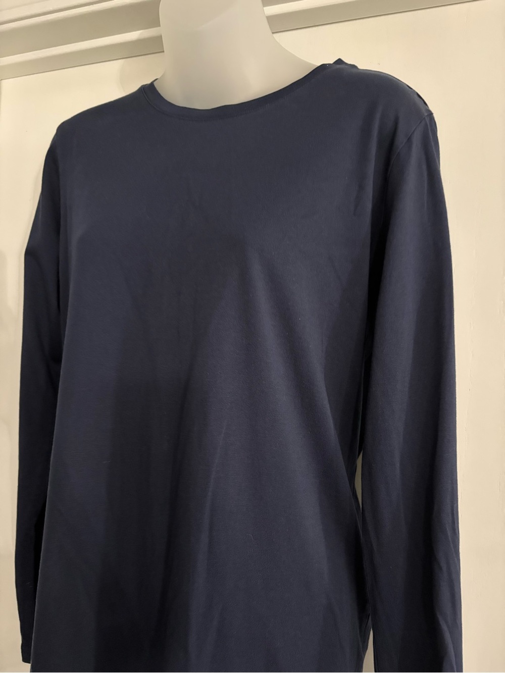 Womens Cotton Long Sleeve Crewneck Shirt Navy Size M NWOT